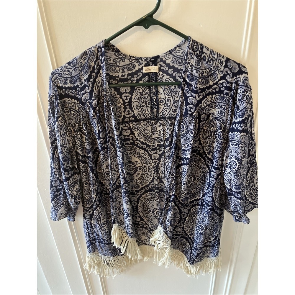 Hollister Kimono Wrap Open Front Size S Cardigan Fringe Boho